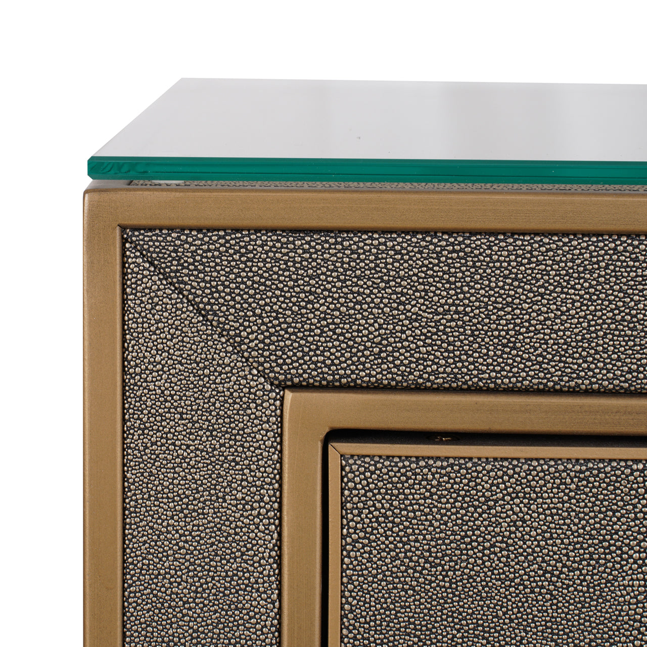 Bloomville Brass & Faux Shagreen Bedside Table by Richmond Interiors