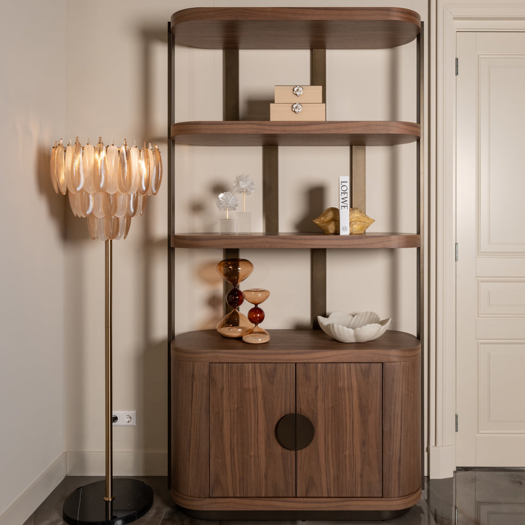 Windsor 2 Door & Shelf Walnut Display Cabinet by Richmond Interiors
