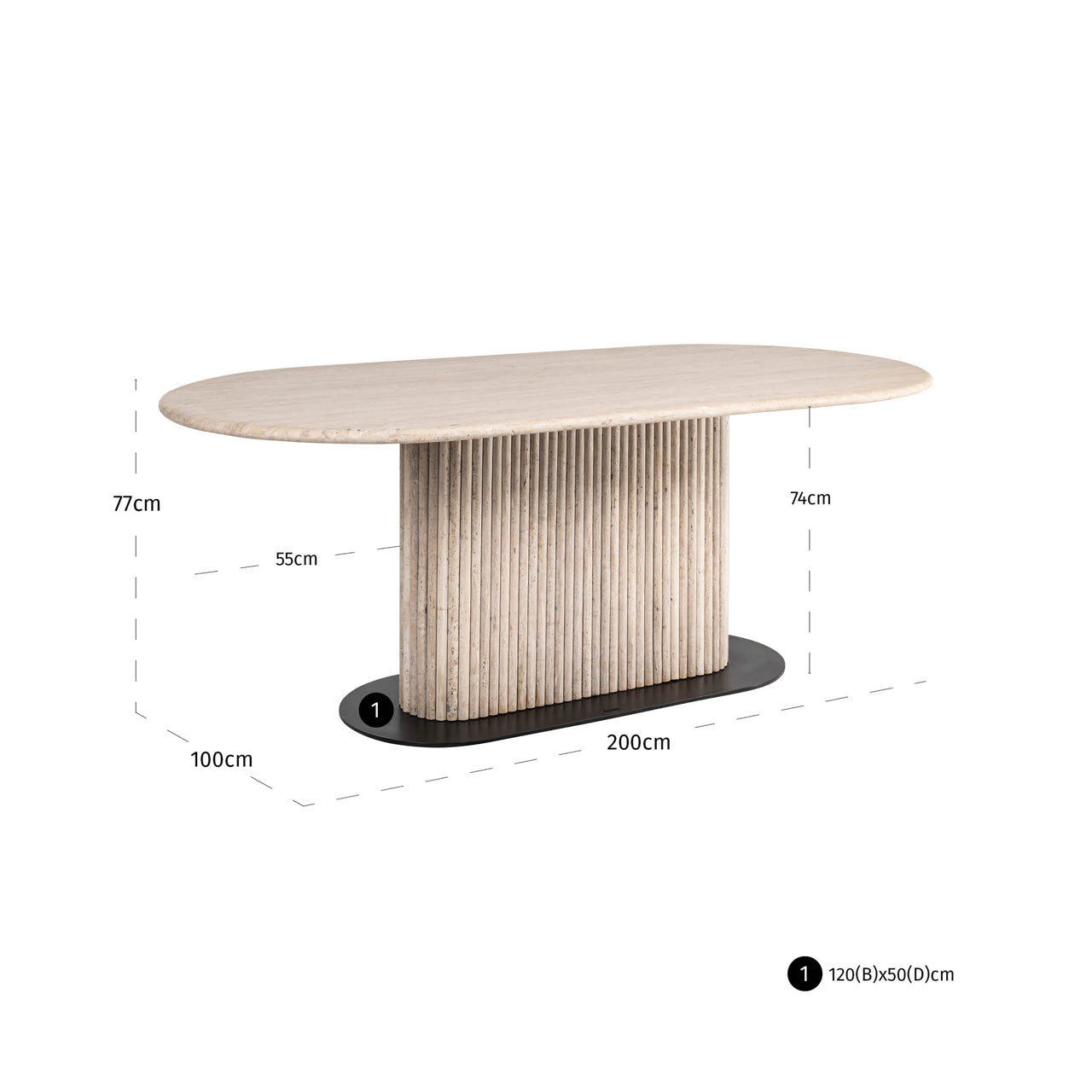 La Cantera Beige Travertine Dining Table - 200cm by Richmond Interiors