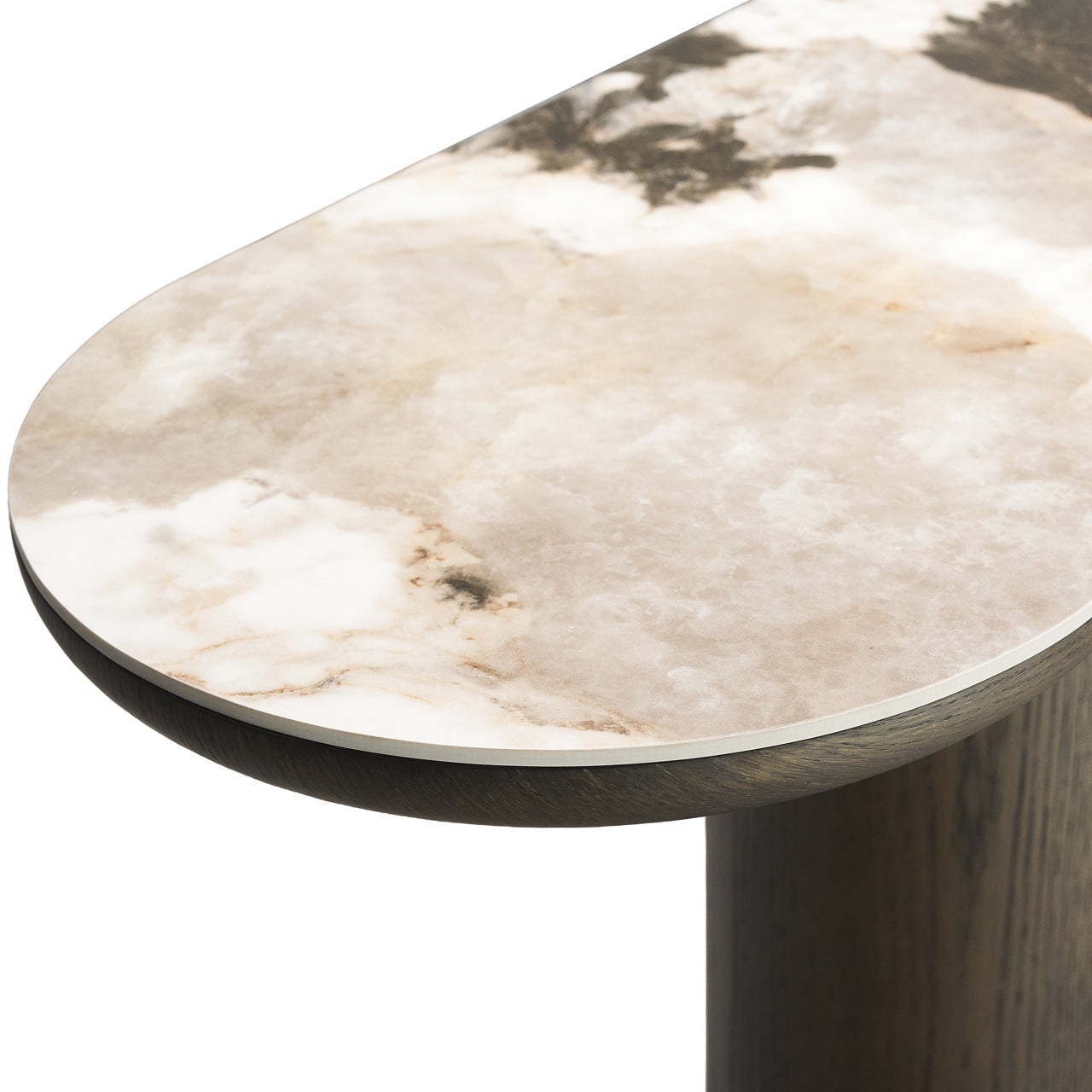 Langford Brown Oak Wood & Ceramic Console Table by Richmond Interiors