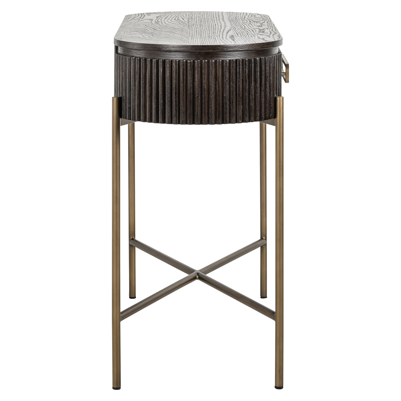 Luxor Brown Oak Veneer Fluted Console Table by Richmond Interiors