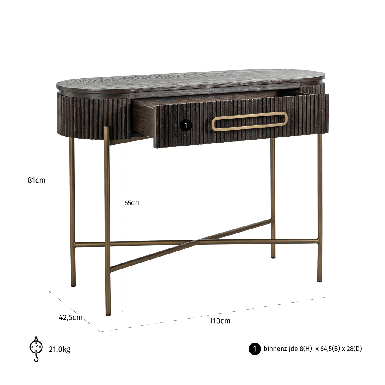 Luxor Brown Oak Veneer Fluted Console Table by Richmond Interiors