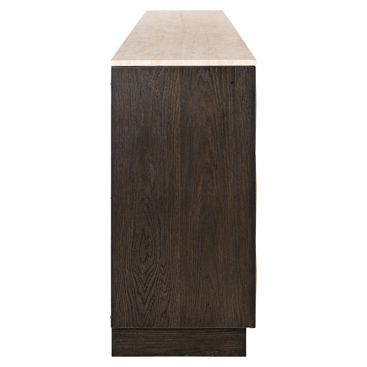 Claremont 4-doors 2-Shelves Brown Oak Veneer & Travertine Top Sideboard by Richmond Interiors