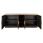 Claremont 4-doors 2-Shelves Brown Oak Veneer & Travertine Top Sideboard by Richmond Interiors