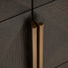 Claremont 4-doors 2-Shelves Brown Oak Veneer & Travertine Top Sideboard by Richmond Interiors