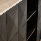 Claremont 4-doors 2-Shelves Brown Oak Veneer & Travertine Top Sideboard by Richmond Interiors