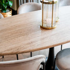 Hampton Black & Beige Oval Dining Table with Travertine Top by Richmond Interiors
