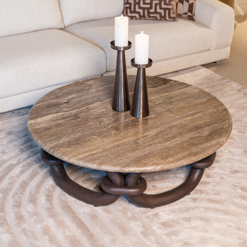 Chainey Ash Brown Mango Wood & Marble Coffee Table by Richmond Interiors