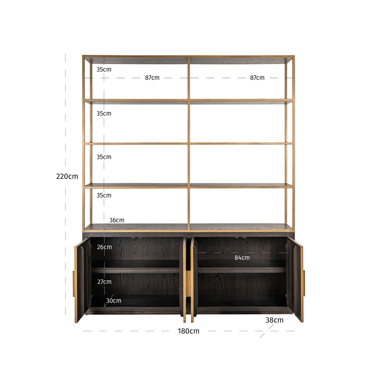 Display cabinet Carter brown large 4-doors by Richmond Interiors