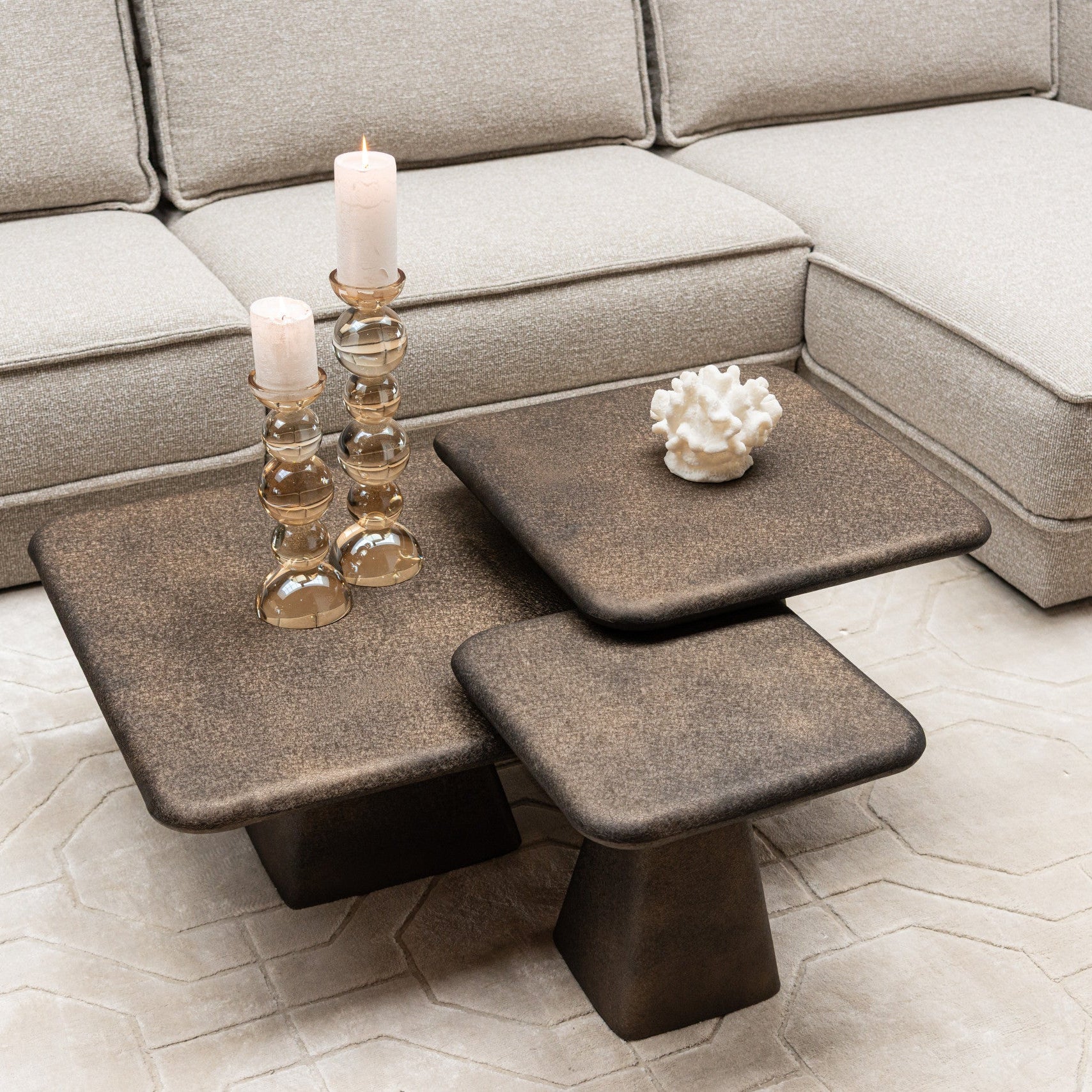 Coffee table Marlie gold (Set of 3) by Richmond Interiors