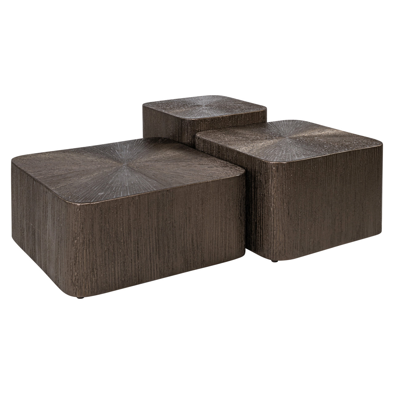 Cubes Bronze Metal Coffee Tables (Set of 3) by Richmond Interiors