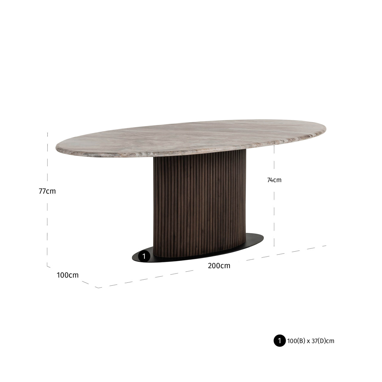 Dining table Rashford Blush beige oval 200 by Richmond Interiors