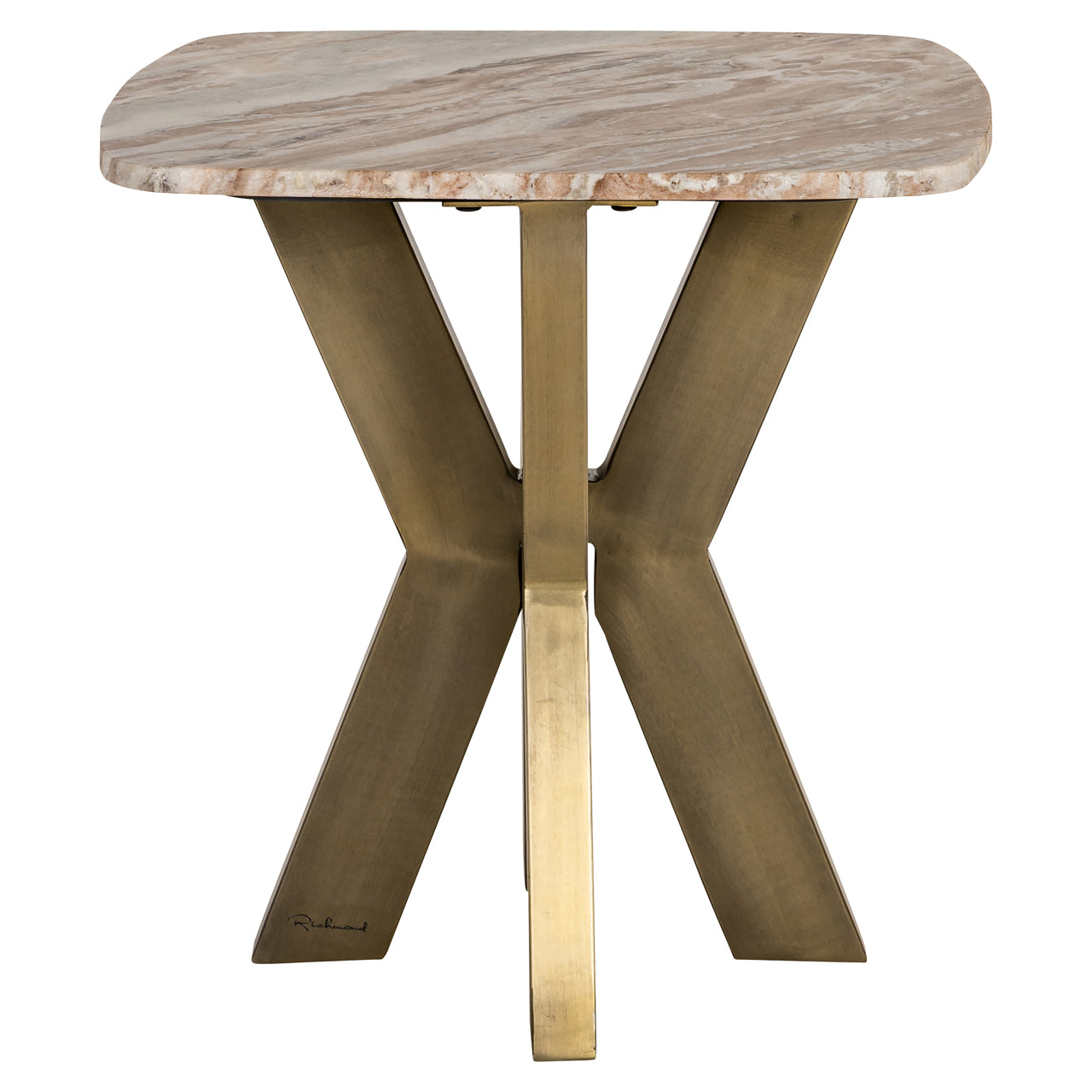 Bottega Blush Beige Marble End table by Richmond Interiors