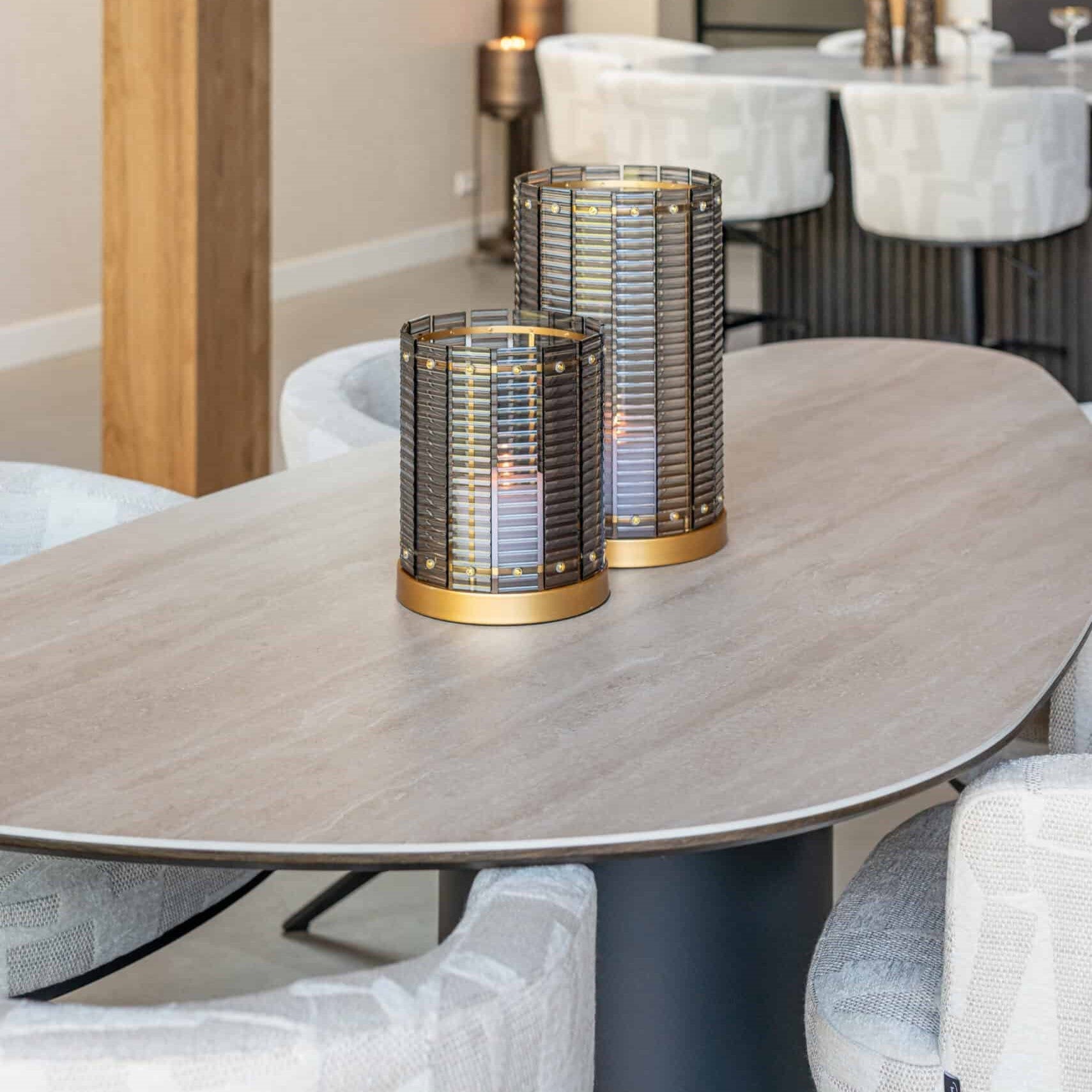 Ritz Pebble Beige Ceramic Top Dining Table - 220cm by Richmond Interiors