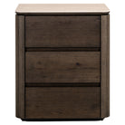 Ritz Brown Oak Veneer & Ceramic Top 3 Drawer Bedside Table by Richmond Interiors