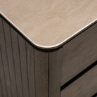 Ritz Brown Oak Veneer & Ceramic Top 3 Drawer Bedside Table by Richmond Interiors