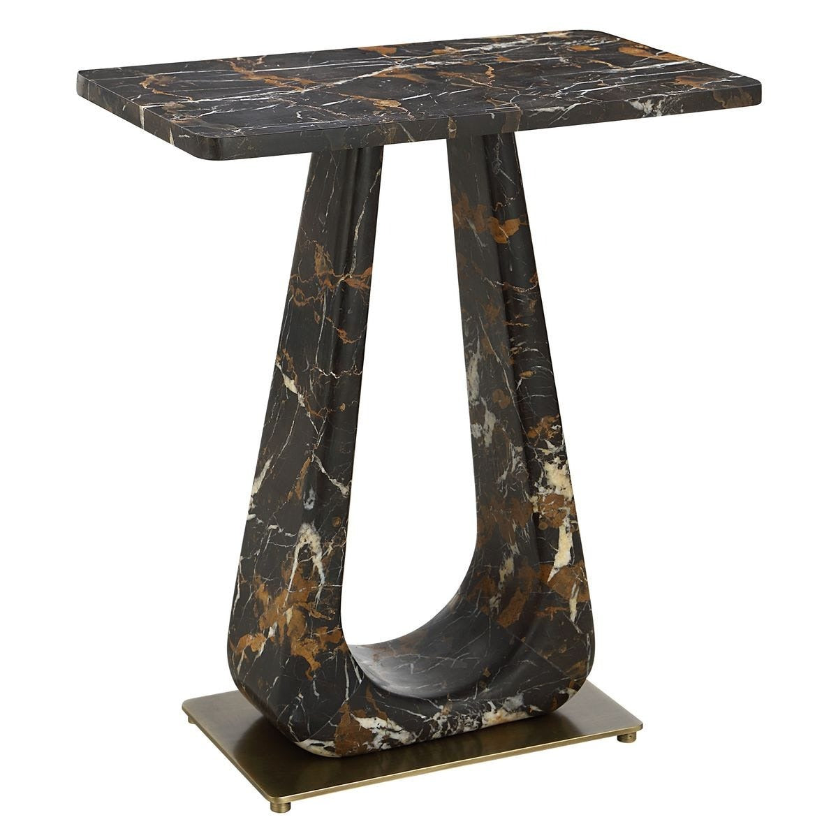About Turn Side Table in Michelangelo Marble by Uttermost
