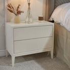Amur White Finish Wide Bedside Table by RV Astley