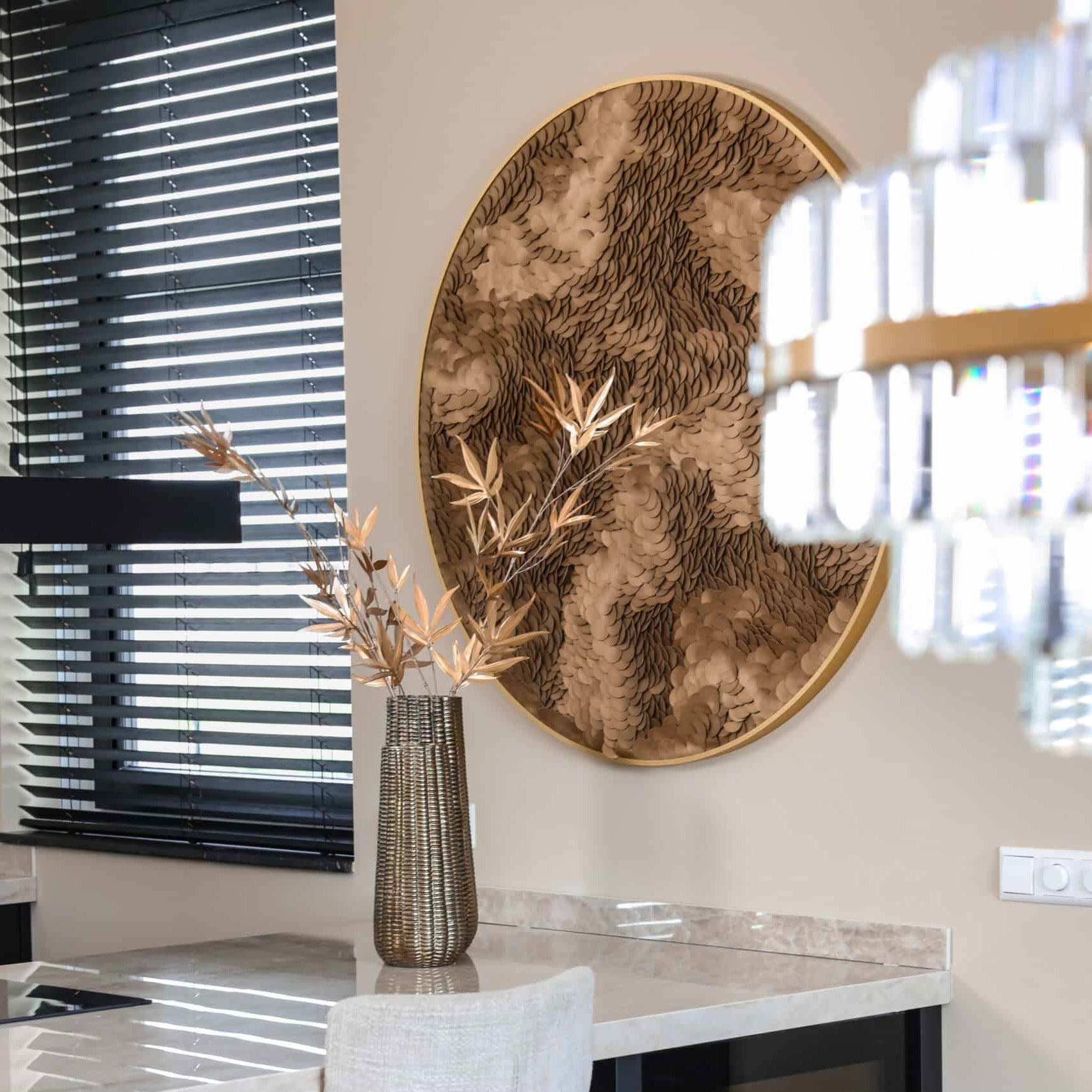 Bloom Gold Textured Round Wall Art by Richmond Interiors