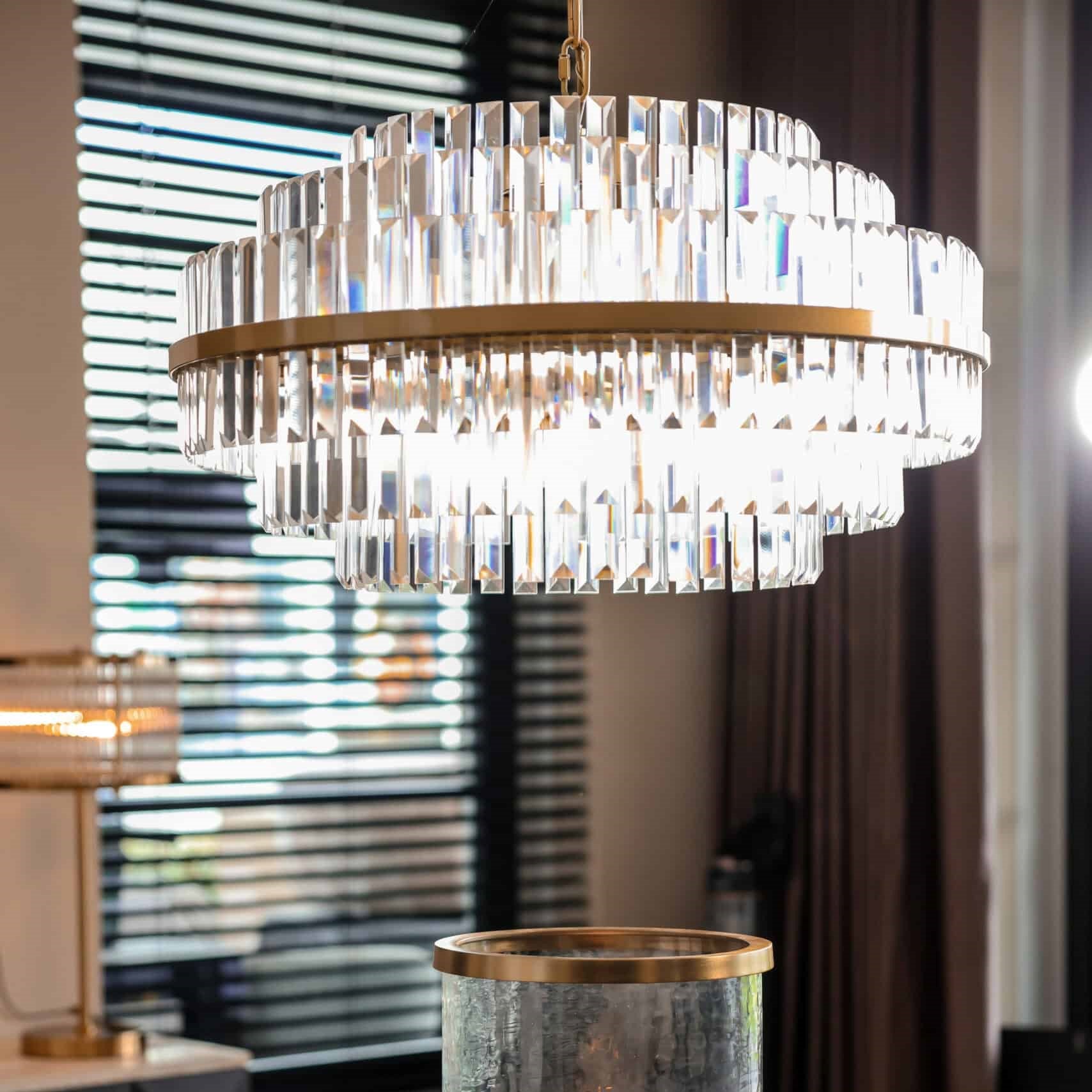 Desire Brushed Gold & Crystal Chandelier - Large by Richmond Interiors