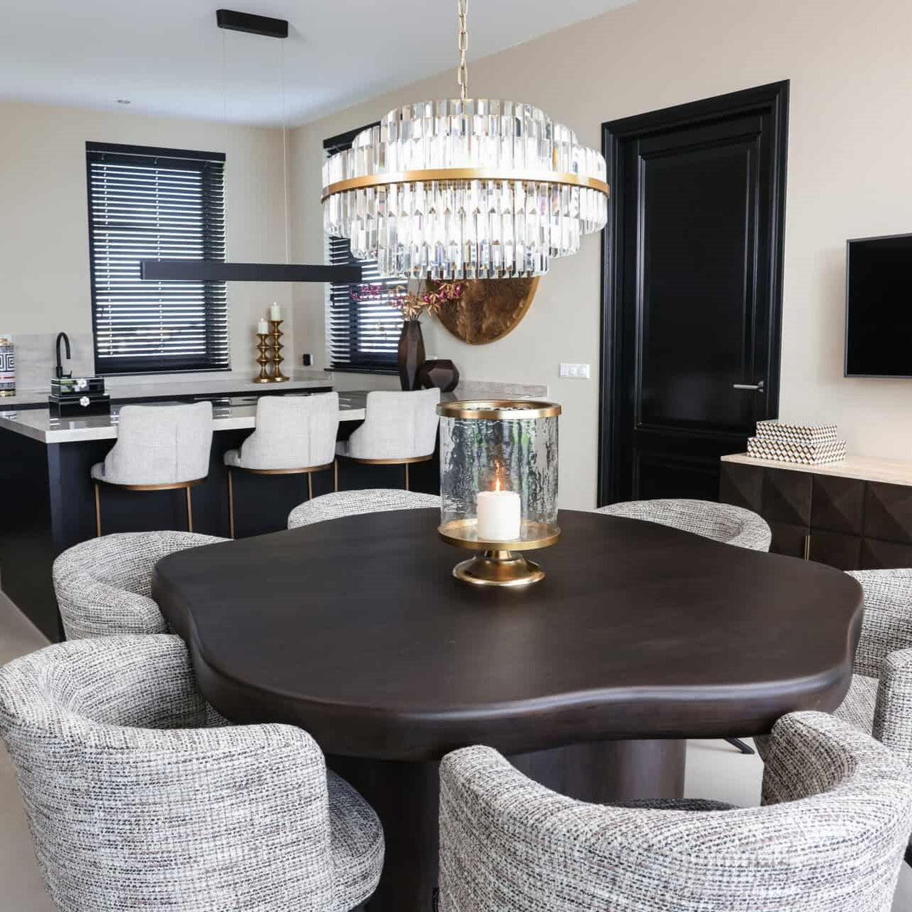Desire Brushed Gold & Crystal Chandelier - Large by Richmond Interiors