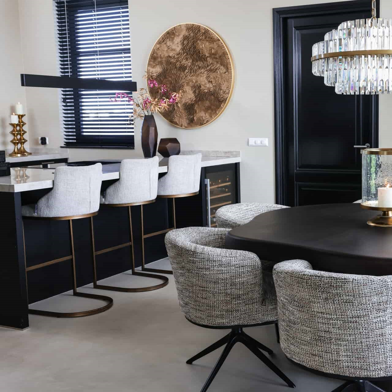 Bloom Gold Textured Round Wall Art by Richmond Interiors