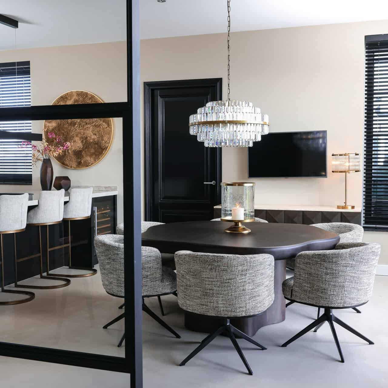 Desire Brushed Gold & Crystal Chandelier - Large by Richmond Interiors