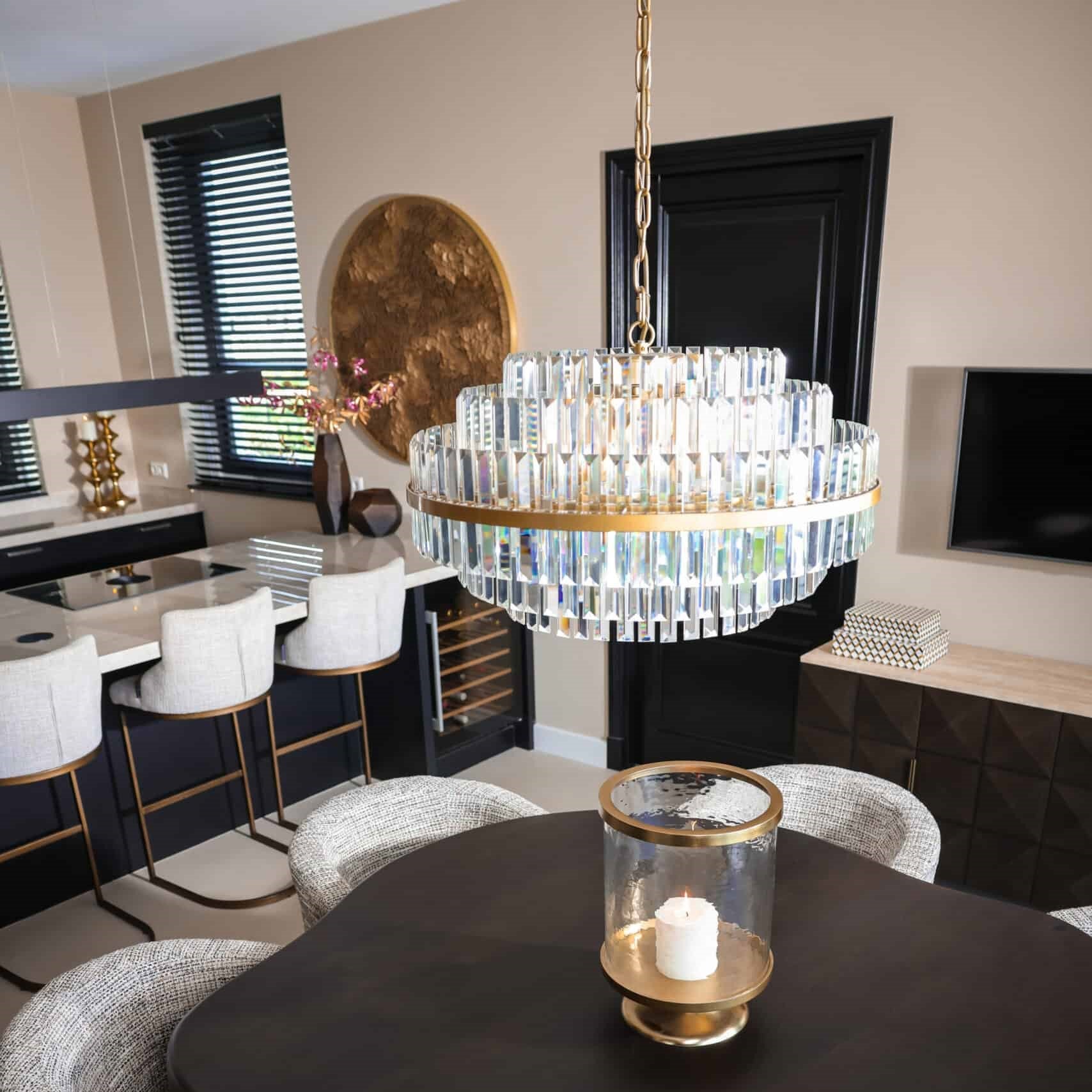 Desire Brushed Gold & Crystal Chandelier - Large by Richmond Interiors