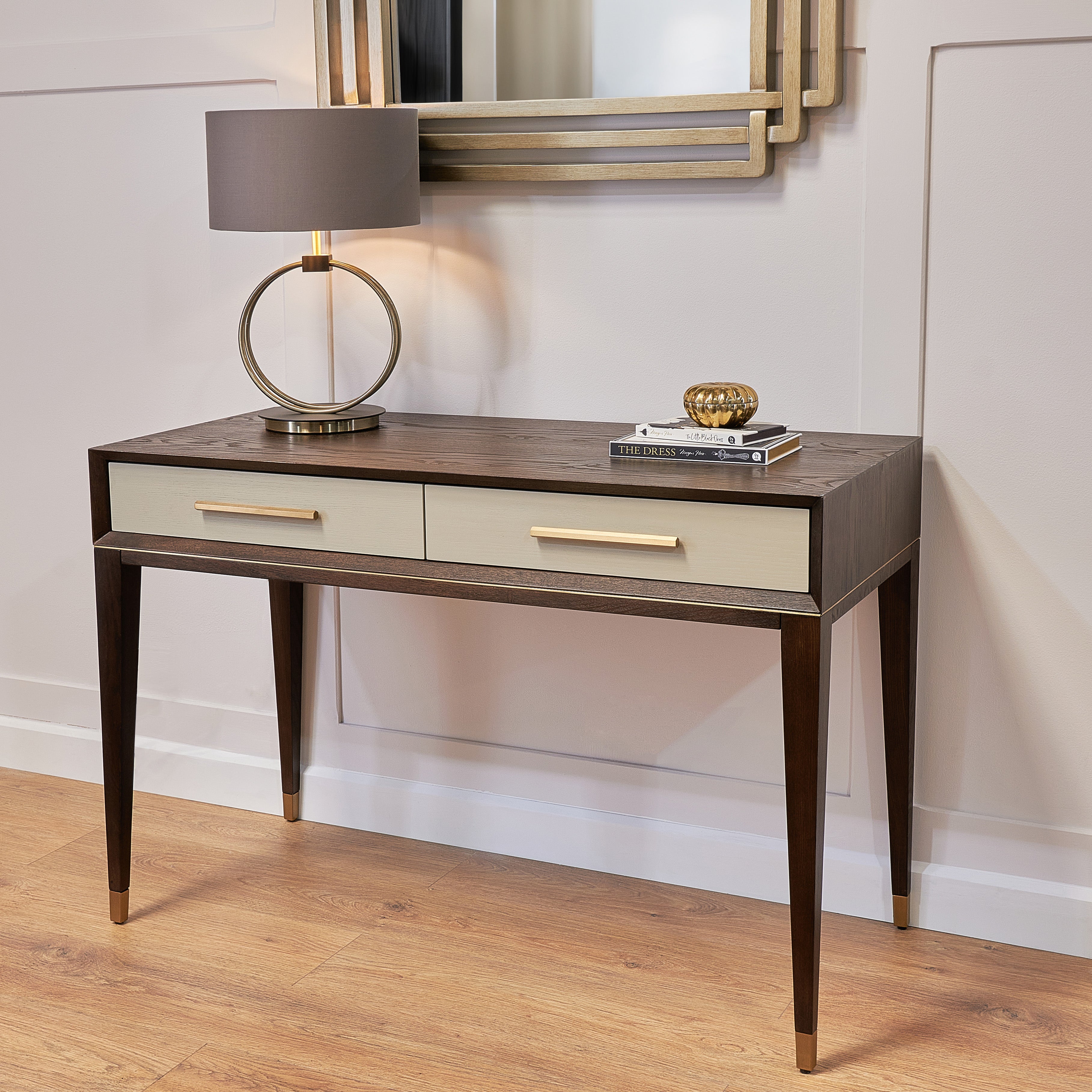 Arnaude Ceramic Grey & Chocolate Dressing Table by RV Astley