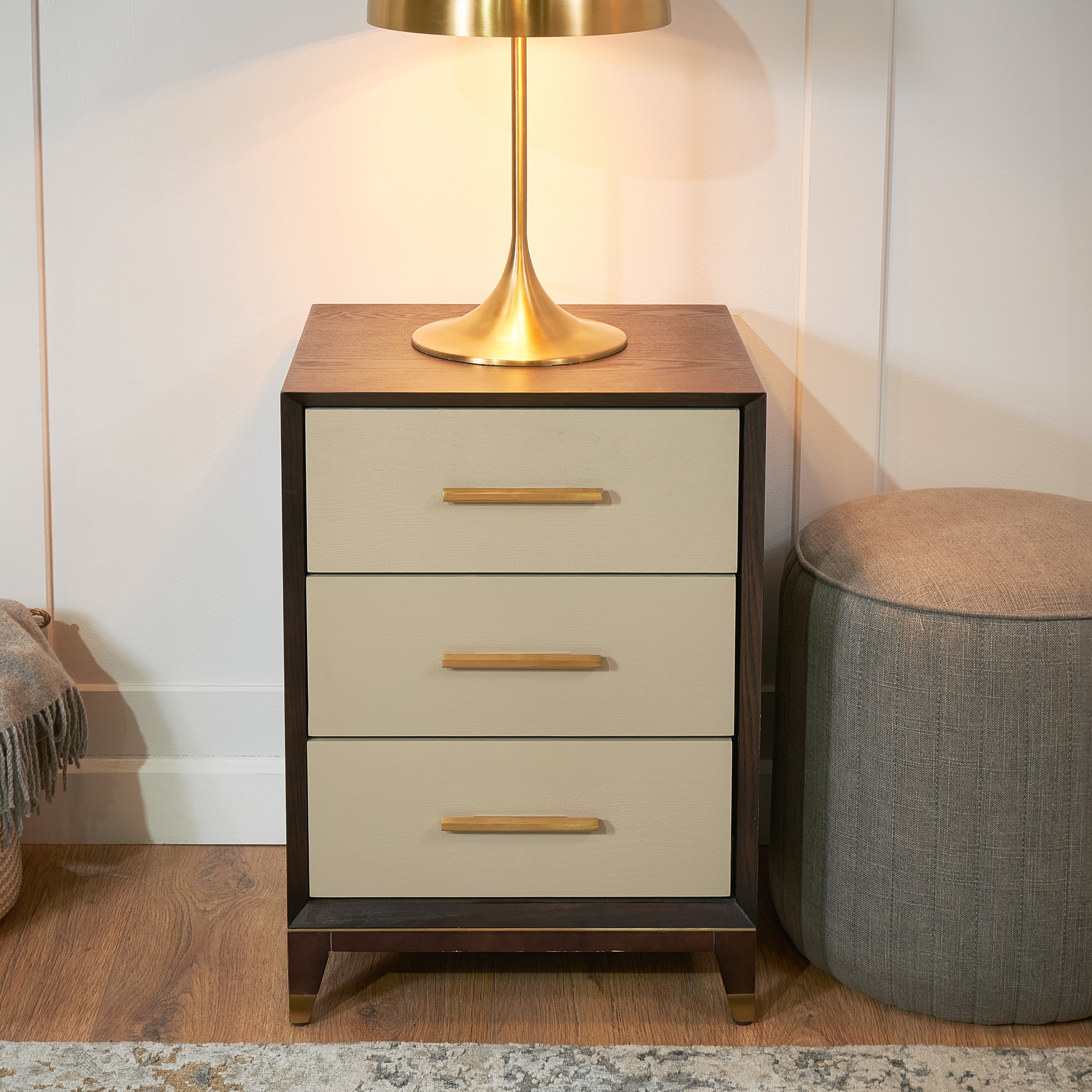 Arnaude Ceramic Grey & Chocolate Bedside Table by RV Astley