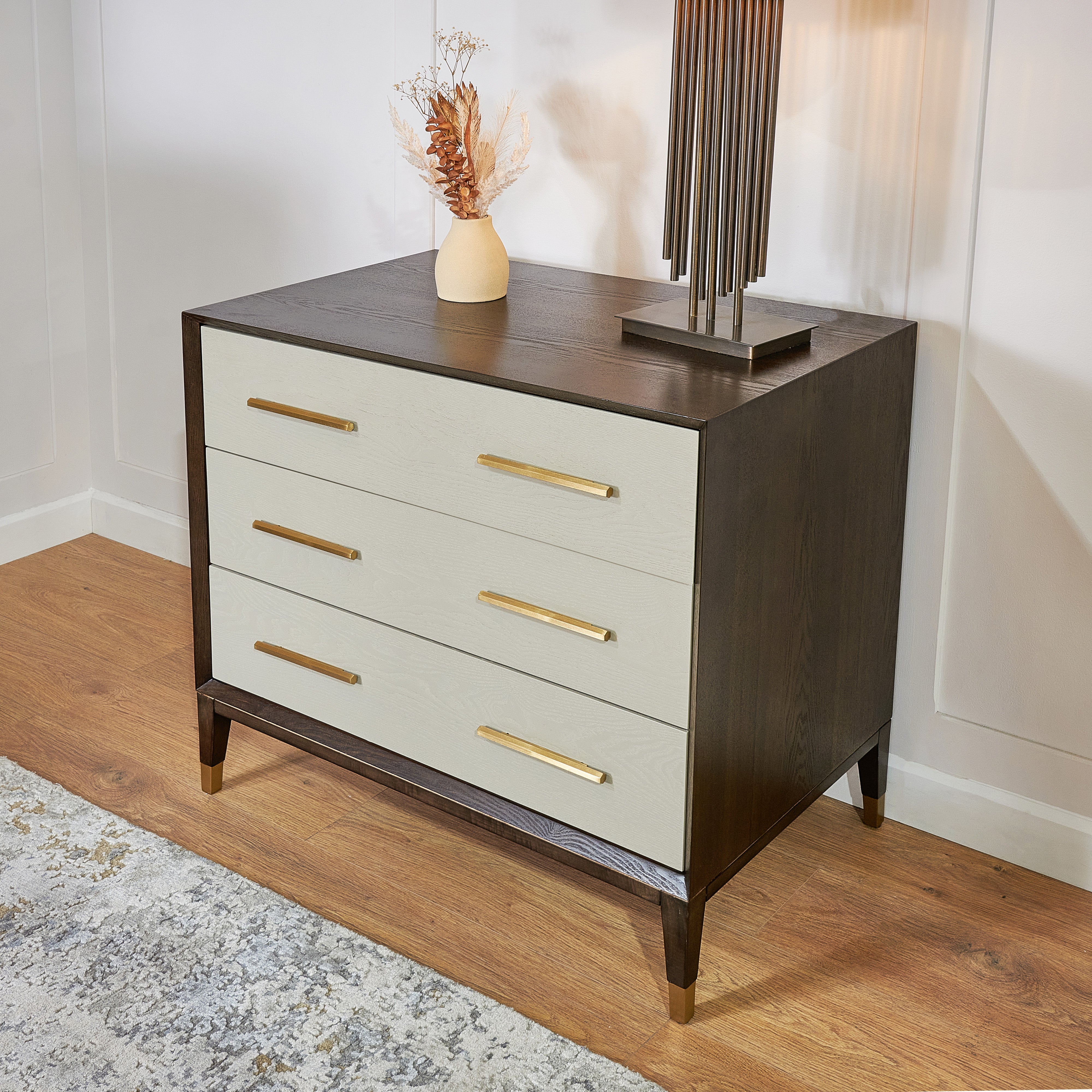 Arnaude Ceramic Grey & Chocolate Chest Of Drawers by RV Astley