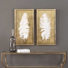 White Feathers Gold Shadow Box - Set of 2 by Uttermost