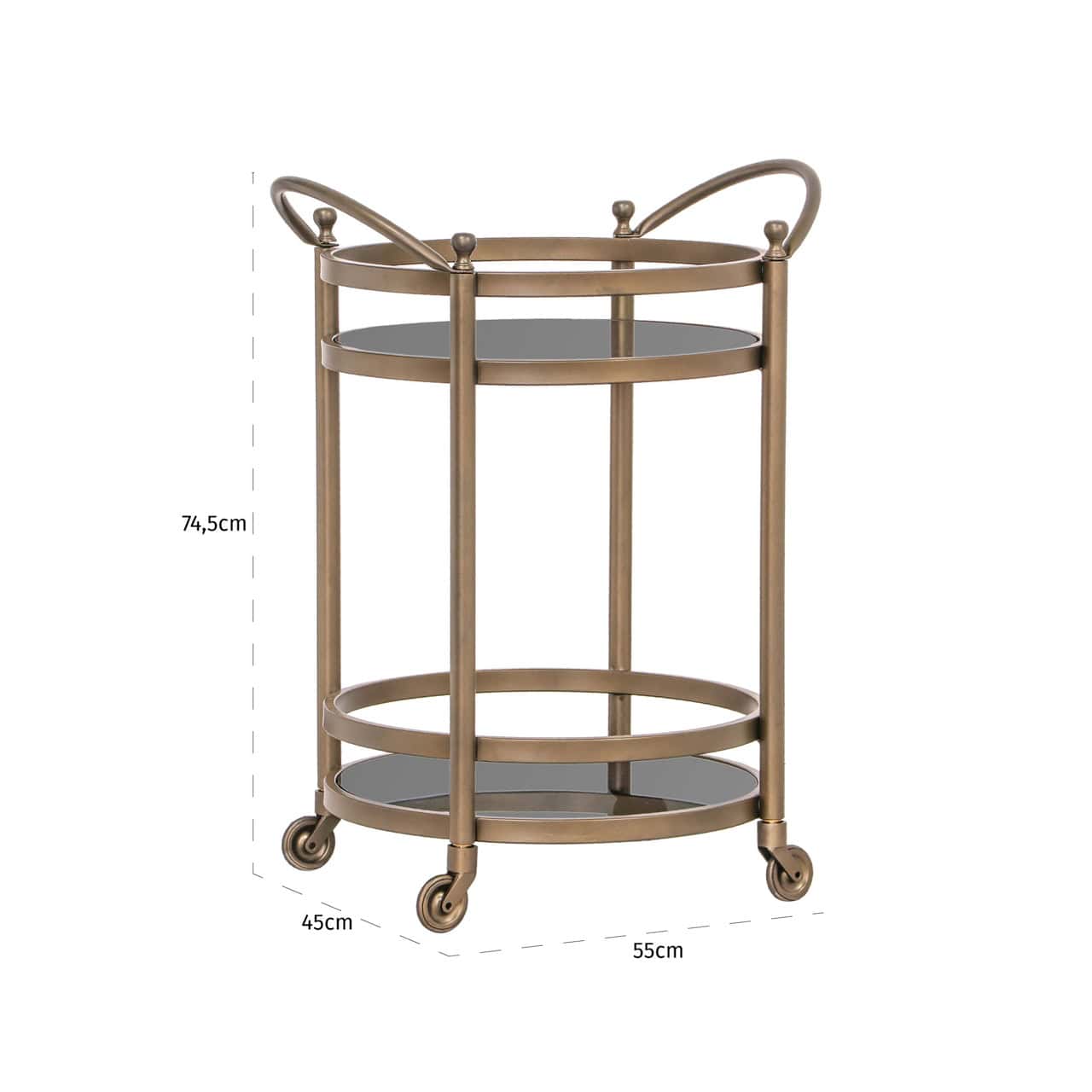 Hendricks Brass Brushed Gold Drinks Trolley by Richmond Interiors