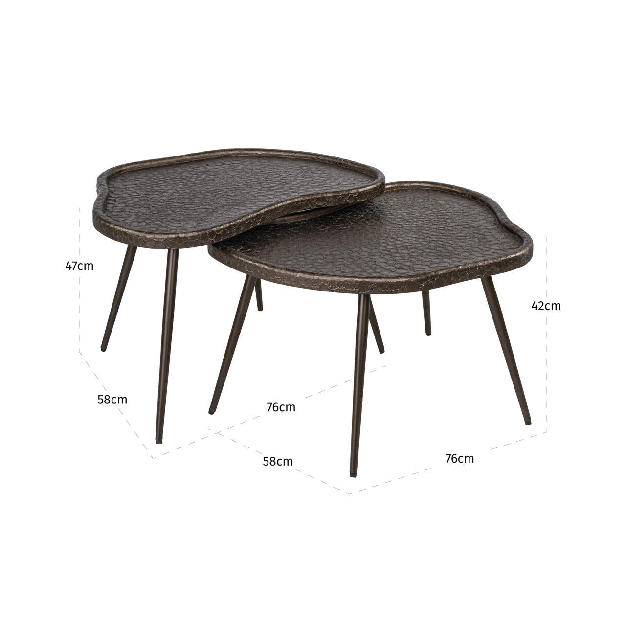 Bean Bronze Metal Coffee Tables (Set of 2) by Richmond Interiors