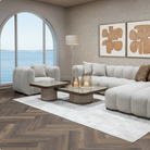 Willox Brown Oak & Beige Linen Coffee Table (Set of 2) by Richmond Interiors
