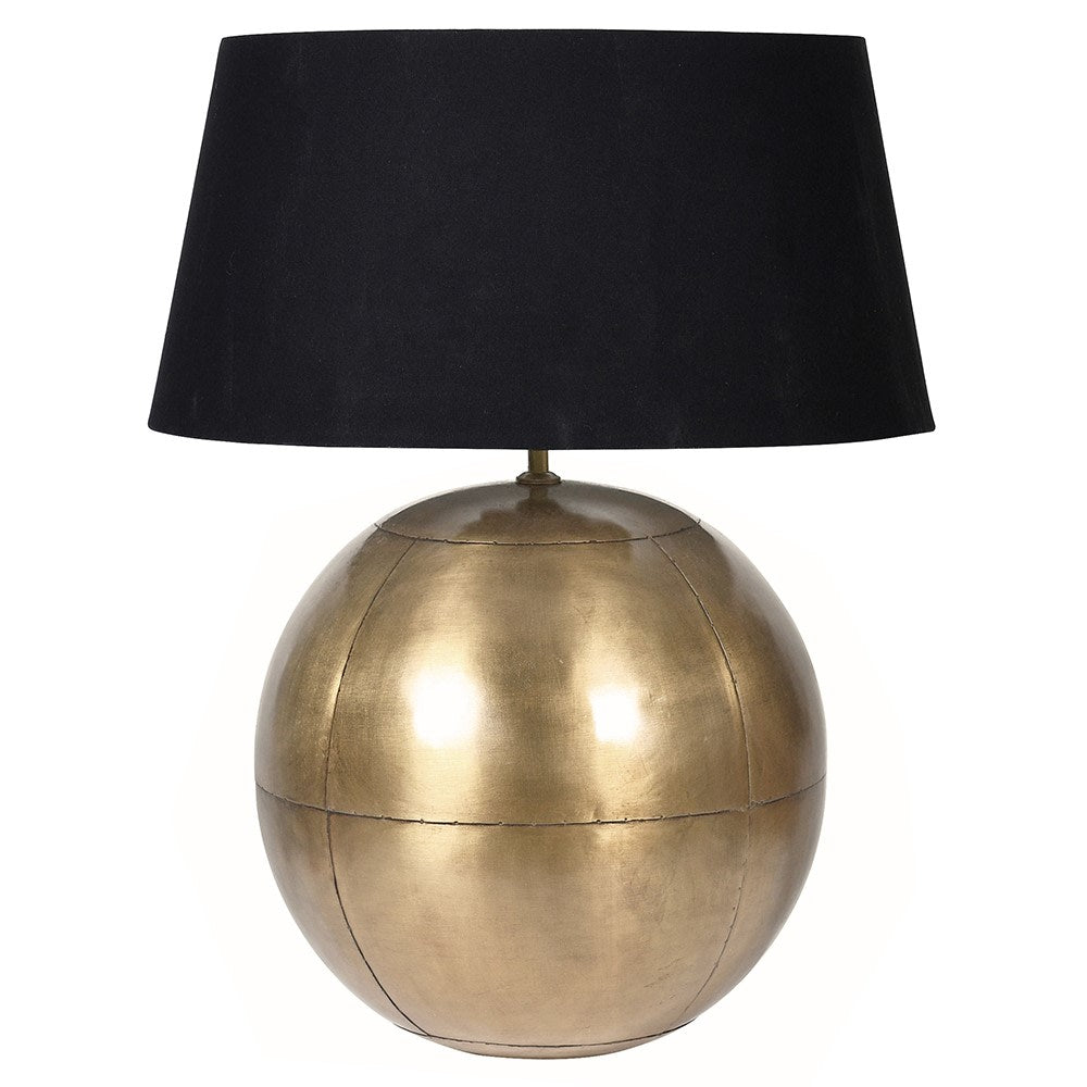Gold Iron Ball Table Lamp with Black Cotton Shade by Kensington