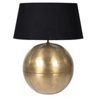 Gold Iron Ball Table Lamp with Black Cotton Shade by Kensington