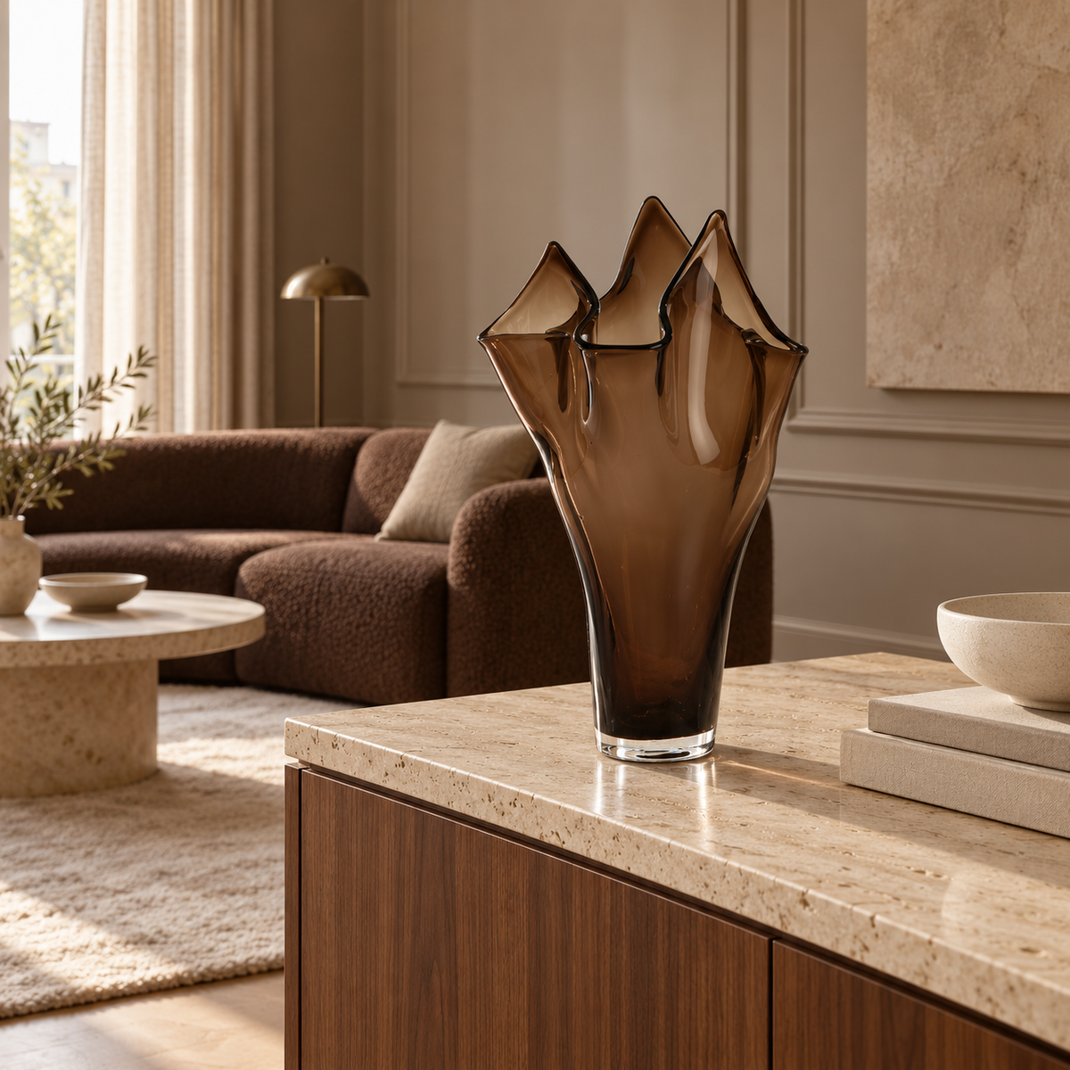 Aiora Dark Brown Glass Small Vase Light & Living