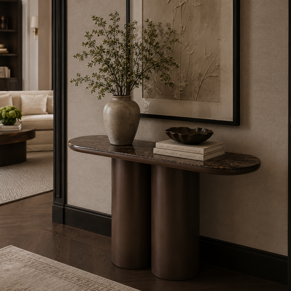 Almundi Chocolate Brown Ceramic Console Table Richmond Interiors
