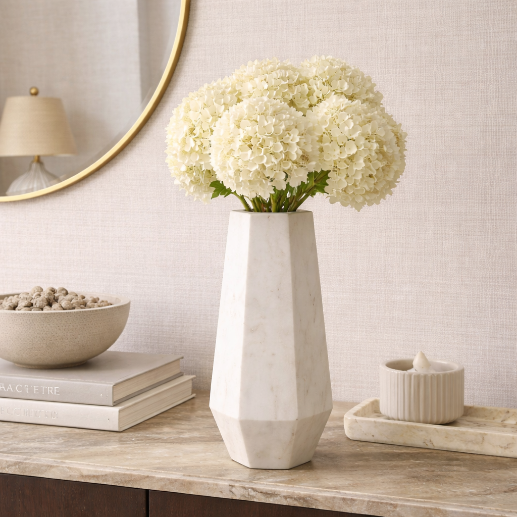 Alora Large White Marble Vase - 31cm by RV Astley