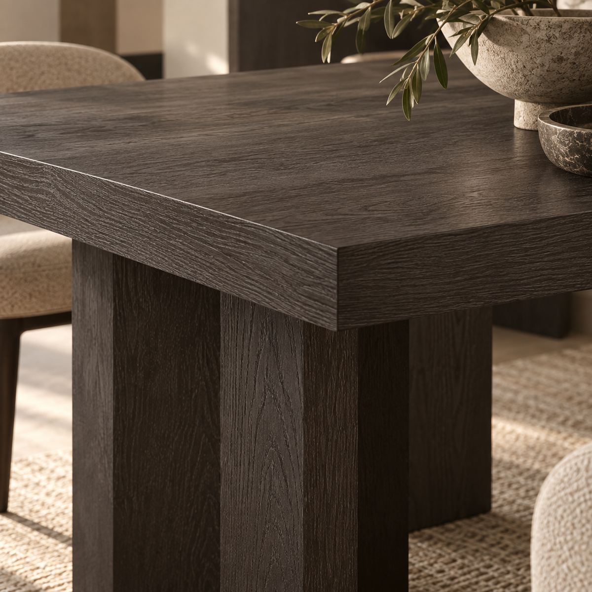 Sorrento Brown Oak Wood Dining Table Berkeley Designs
