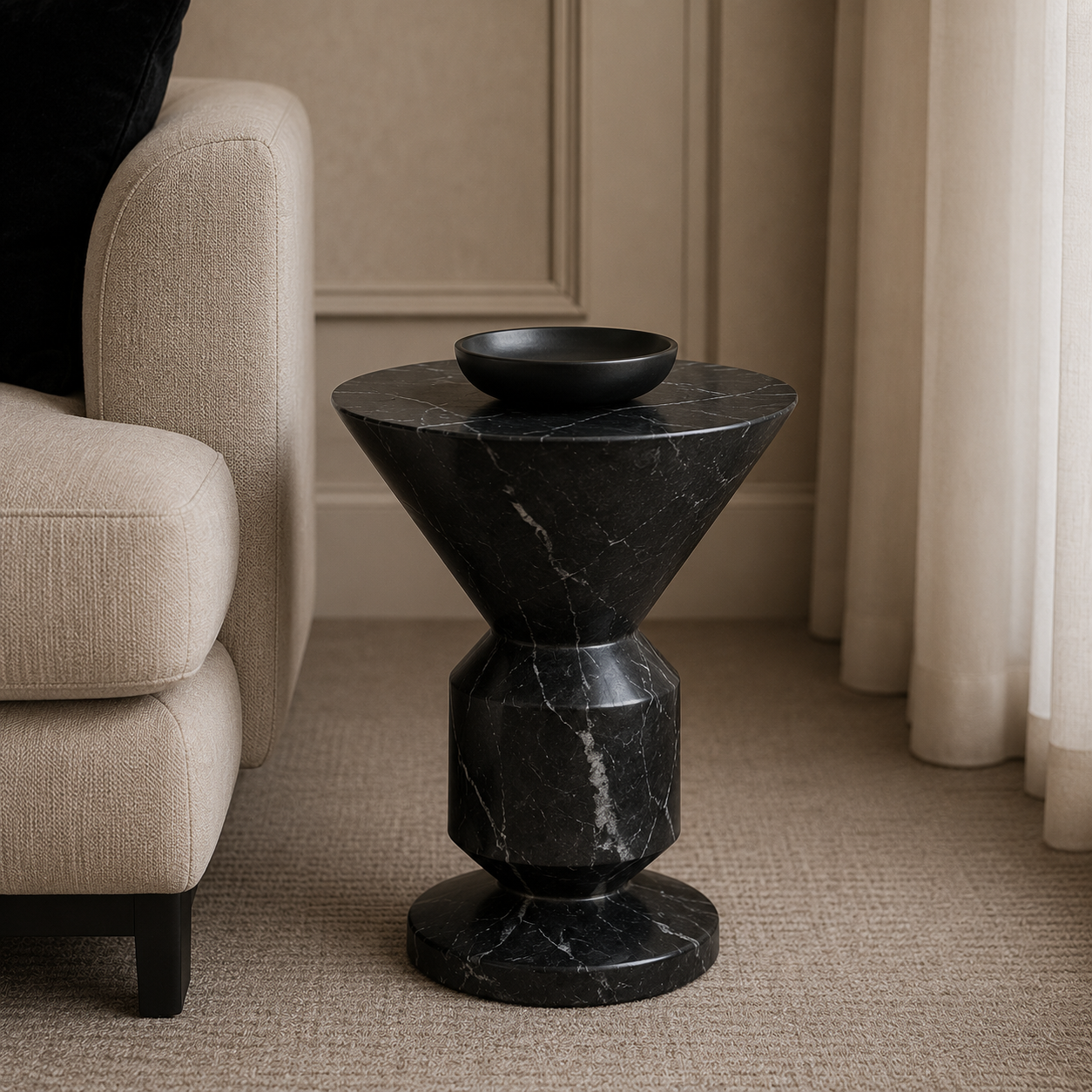 Argos Black Marquina Faux Marble Side Table by Liang & Eimil
