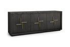 Bristol Sideboard in Dark Brown Oak Wood with Gold Handles 6 Doors by Berkeley Designs