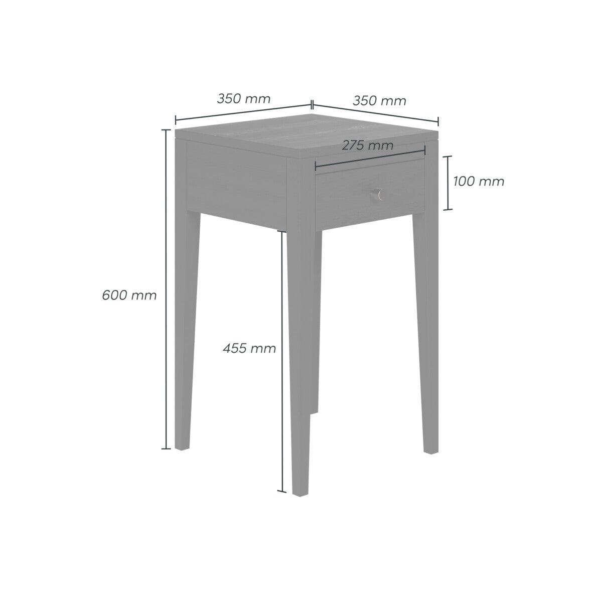 Radford 1 Drawer Bedside Table - Black by D.I. Designs
