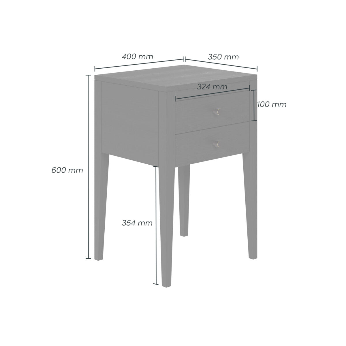 Radford 2 Drawer Bedside Table - Black by D.I. Designs
