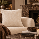 Bergen Cut Velvet Abstract Squares Cushion - Ivory Malini