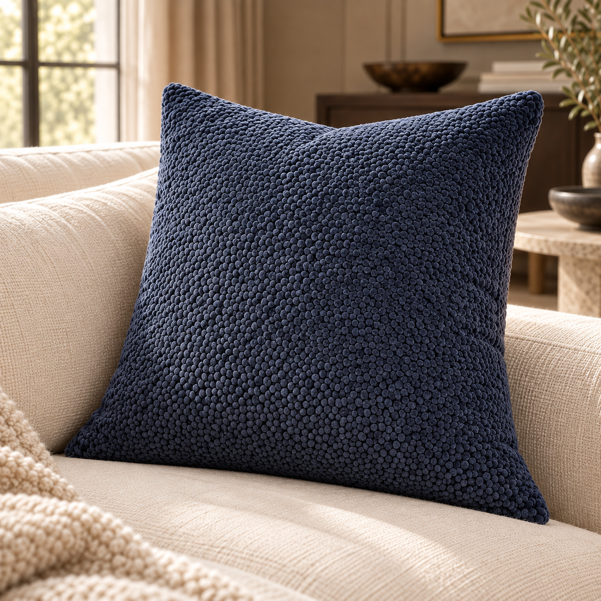 Bingham Velvet Cushion 56cm - Navy Malini