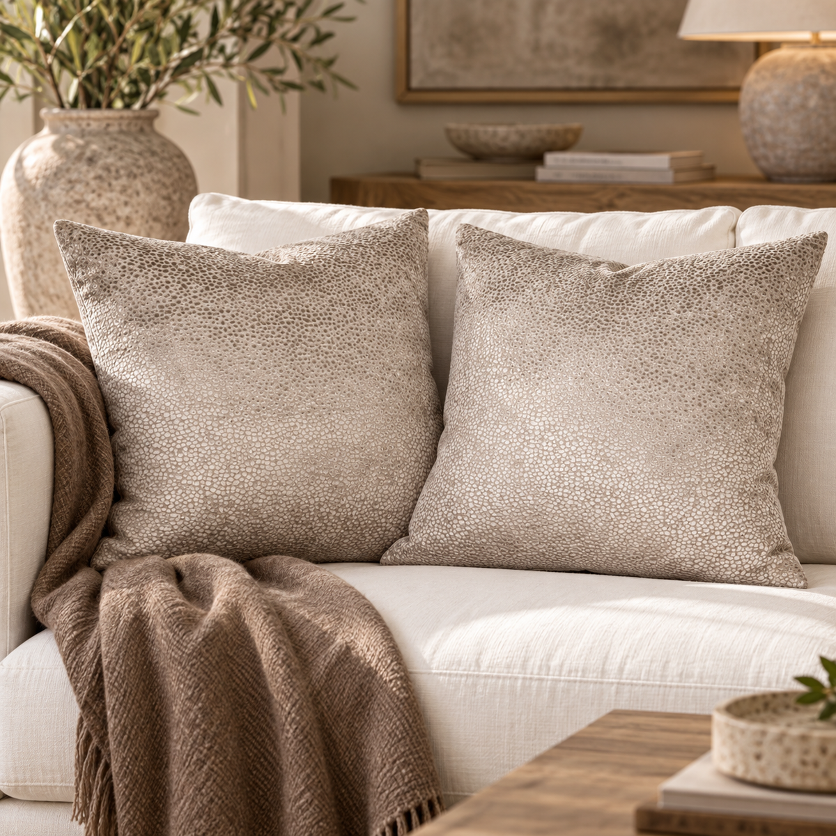 Bingham Velvet Cushion 56cm - Taupe Malini