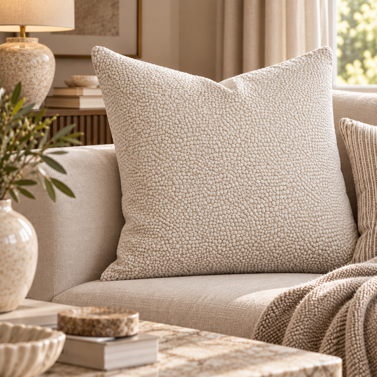 Bingham Velvet Cushion 56cm - Cream Malini