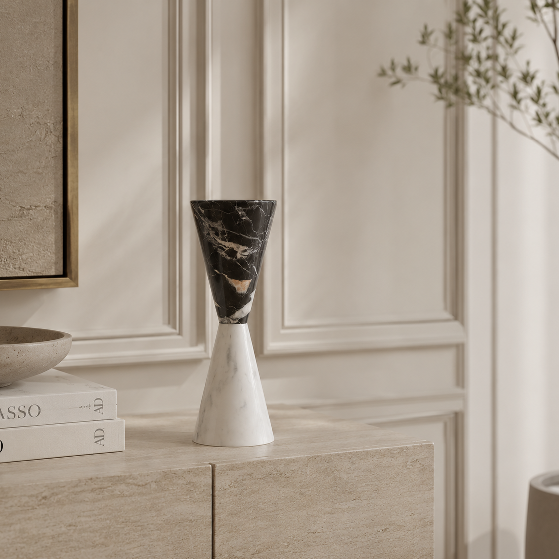 Bond Black & White Marble Candle Holder Liang & Eimil